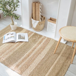 Seagrass Rug Carpet,Cottage Style Farmhouse Home Gift, Vintage Handmade Natural Straw Rug Rush, Runner Mat Rug, Seagrass Area Rug
