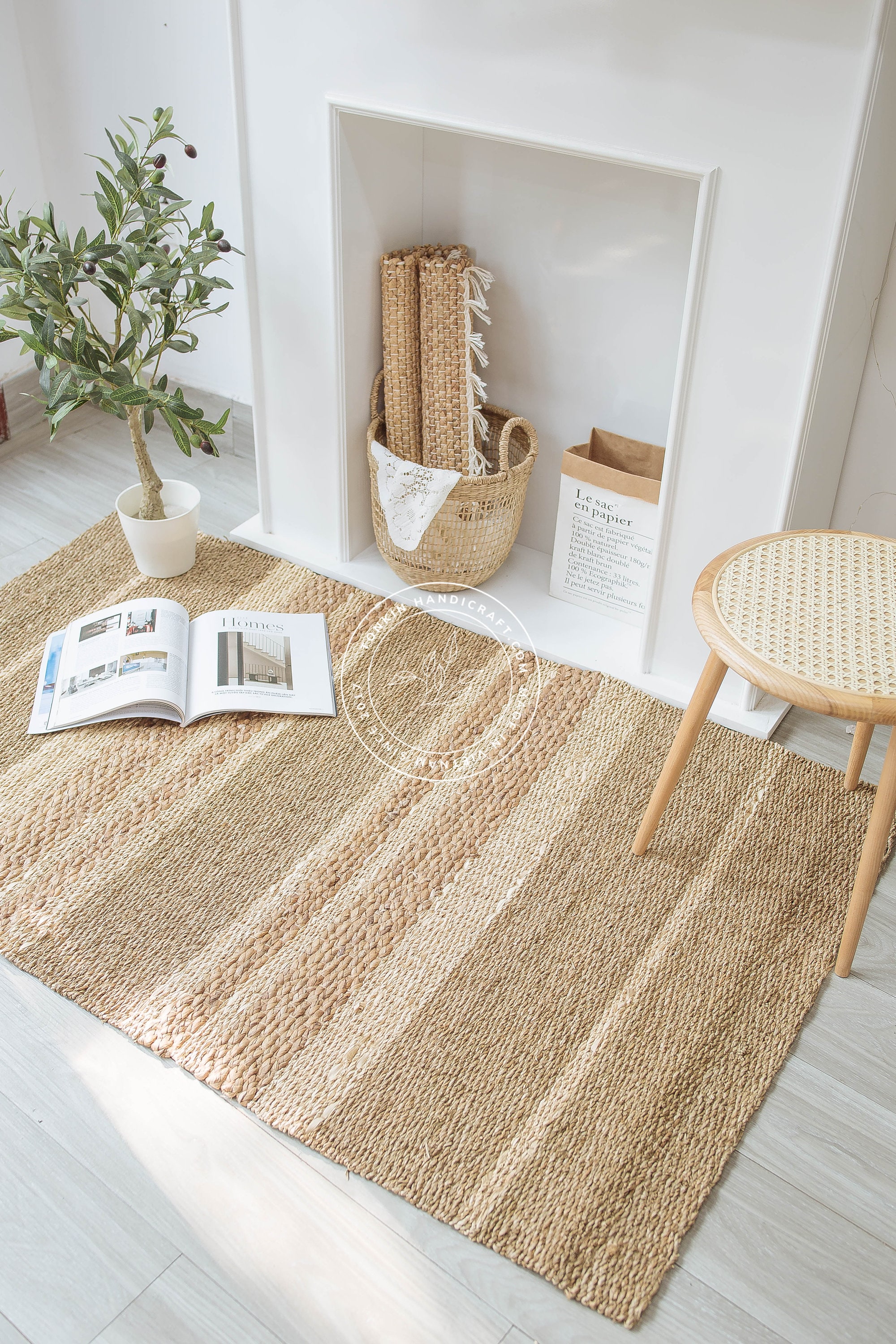 Seagrass Rug Carpet,Cottage Style Farmhouse Home Gift, Vintage Handmade Natural Straw Rug Rush, Runner Mat Rug, Seagrass Area Rug