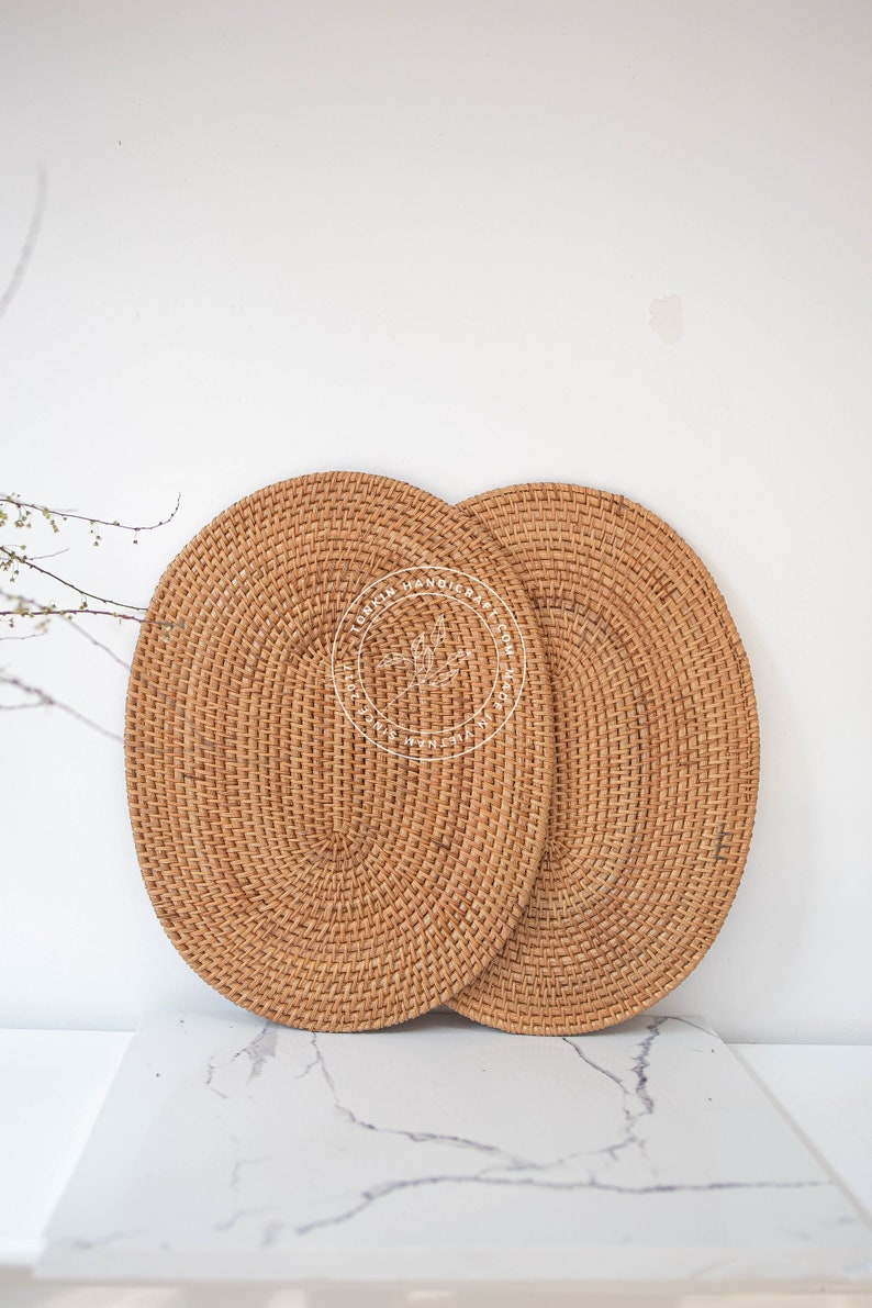 Oval Rattan Handmade Placemat Braided Mat Heat Resistant Hot Etsy