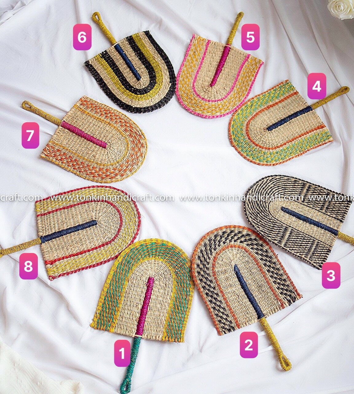 Seagrass Handmade Woven Fans Wall-hanging Decoration, Handmade, Vintage ...