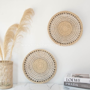 2er Set Korb Wand Wohnkultur Rattan Serviertablett Wanddekoration, Wandbehang Dekor, Housewarming Geschenk, Runde große Obstplatte, Tischset