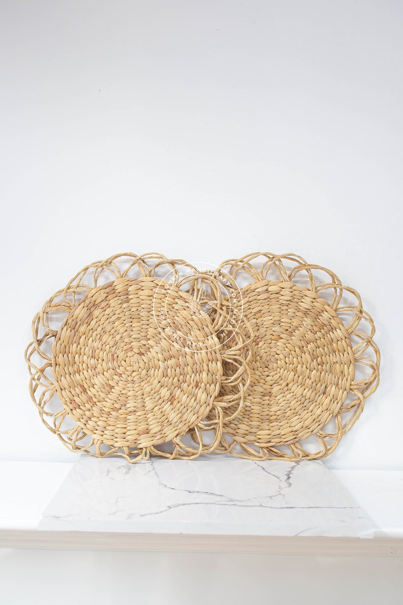 Set of 2 Placemats Round Wicker Placemat Woven Table Pads Etsy