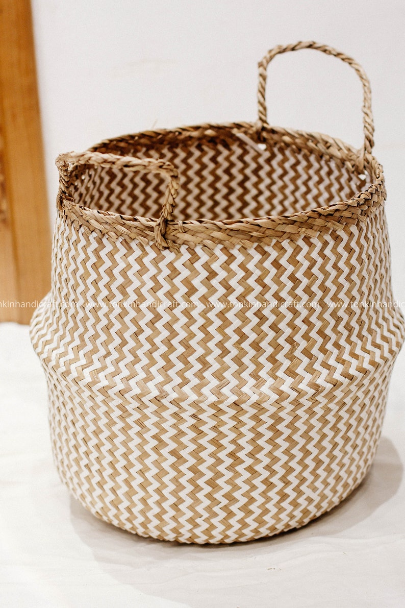 Seagrass belly basket handmade basket natural weave basket Etsy