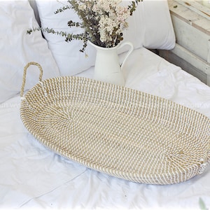 Changing basket with handle for baby, Seagrass Changing Basket, Handmade Sustainable Seagrass, Stylish Changing & Storage, Eco Friendly Gift