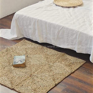 Hand Woven Natural Square Wicker Foldable Rug, Natural Weave Wicker ...
