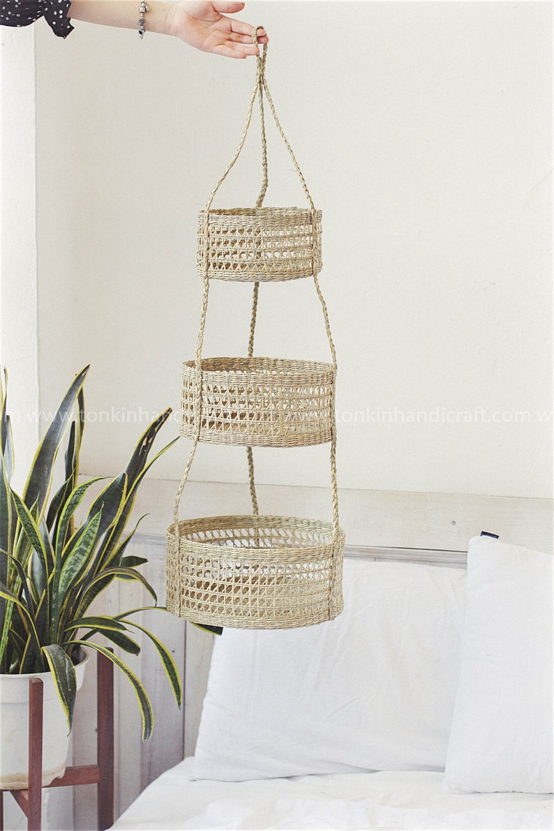 Seagrass Hanging Fruit 3tiers Basket Planter Container Etsy UK