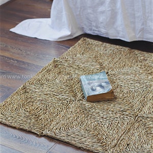 Hand Woven Natural Square Wicker Foldable Rug, Natural Weave Wicker ...