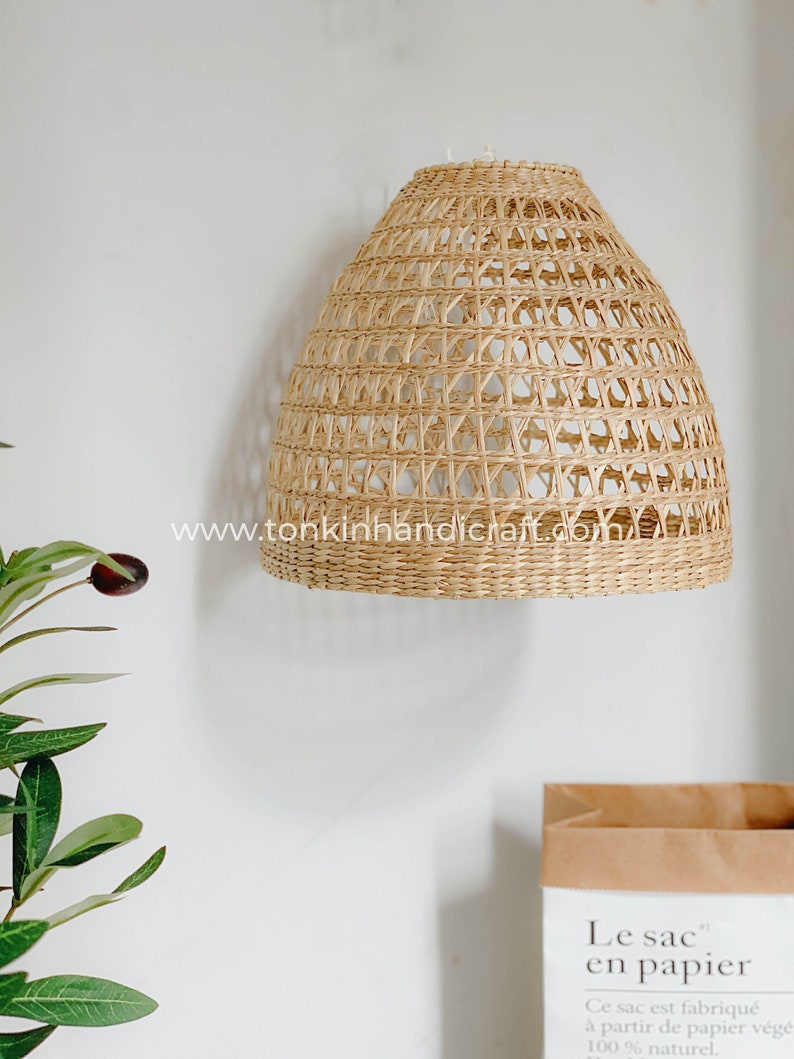 Seagrass lampshade rattan pendant light, Handicraft,handmade shop display decoration rustic gift, housewarming gift,Home decoration, image 1