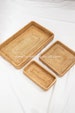 Set of 3 Rattan/ bamboo Square Serving Trays, weaving handmade, Decorative Vintage natural Decor Top Table wares, Fruit Plate, Big Plate 