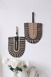 Set of 2 seagrass black woven fans Wall-hanging decoration, handmade, Vintage natural Decor Top Hand Woven Fan with Wrapped Handle 