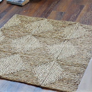 Hand Woven Natural Square Wicker Foldable Rug, Natural Weave Wicker ...