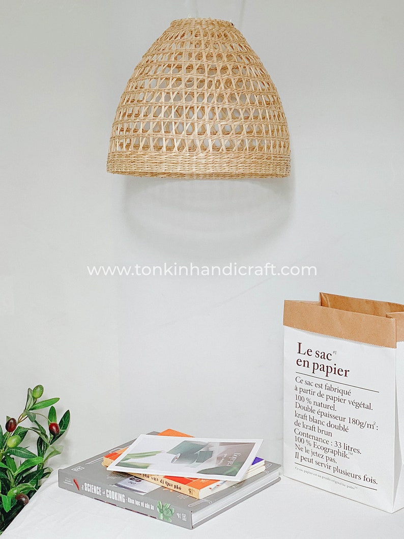 Seagrass lampshade rattan pendant light, Handicraft,handmade shop display decoration rustic gift, housewarming gift,Home decoration, image 3
