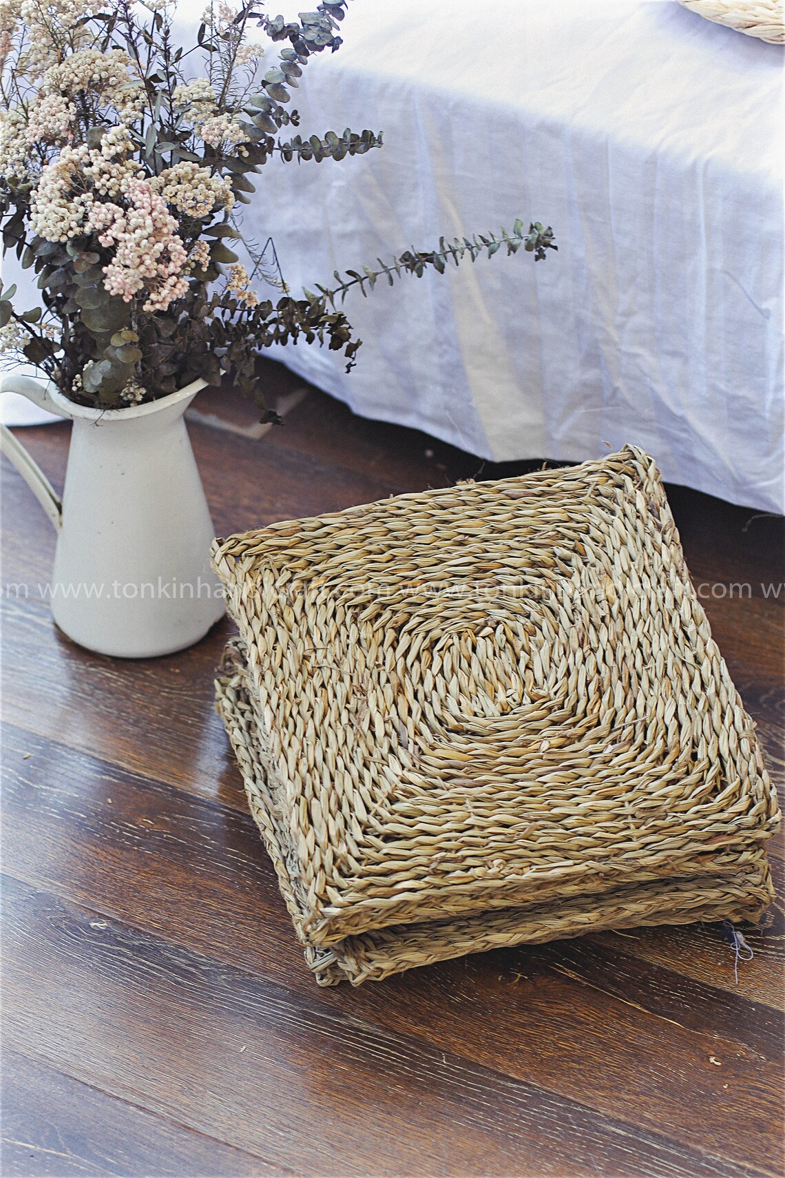 Hand Woven Natural Square Wicker Foldable Rug Natural Weave Etsy