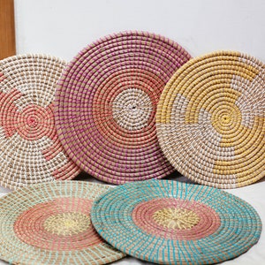 Seegras gewebt handgemachtes Tischset, geflochtene Matte hitzebeständige Wärmeisolierung, Vintage-Dekor-Tischgeschirr, Wanddekoration