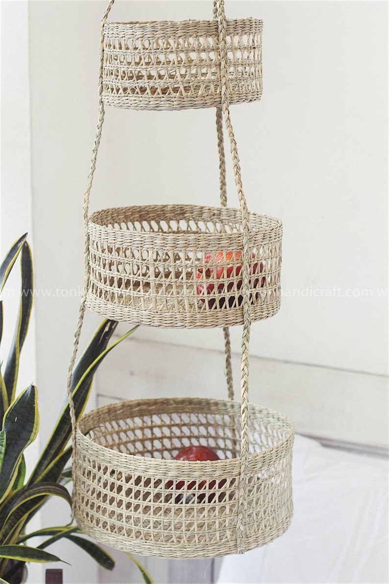 Seagrass Hanging fruit 3tiers basket planter container Etsy