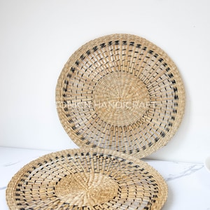 Gewebte Seegras Tischsets Runde Korb Tischset, gewebte Tisch Pads, Tisch Dekor Pads, Vintage Stroh Tisch Tischsets, Boho Natural Mat Geschirr