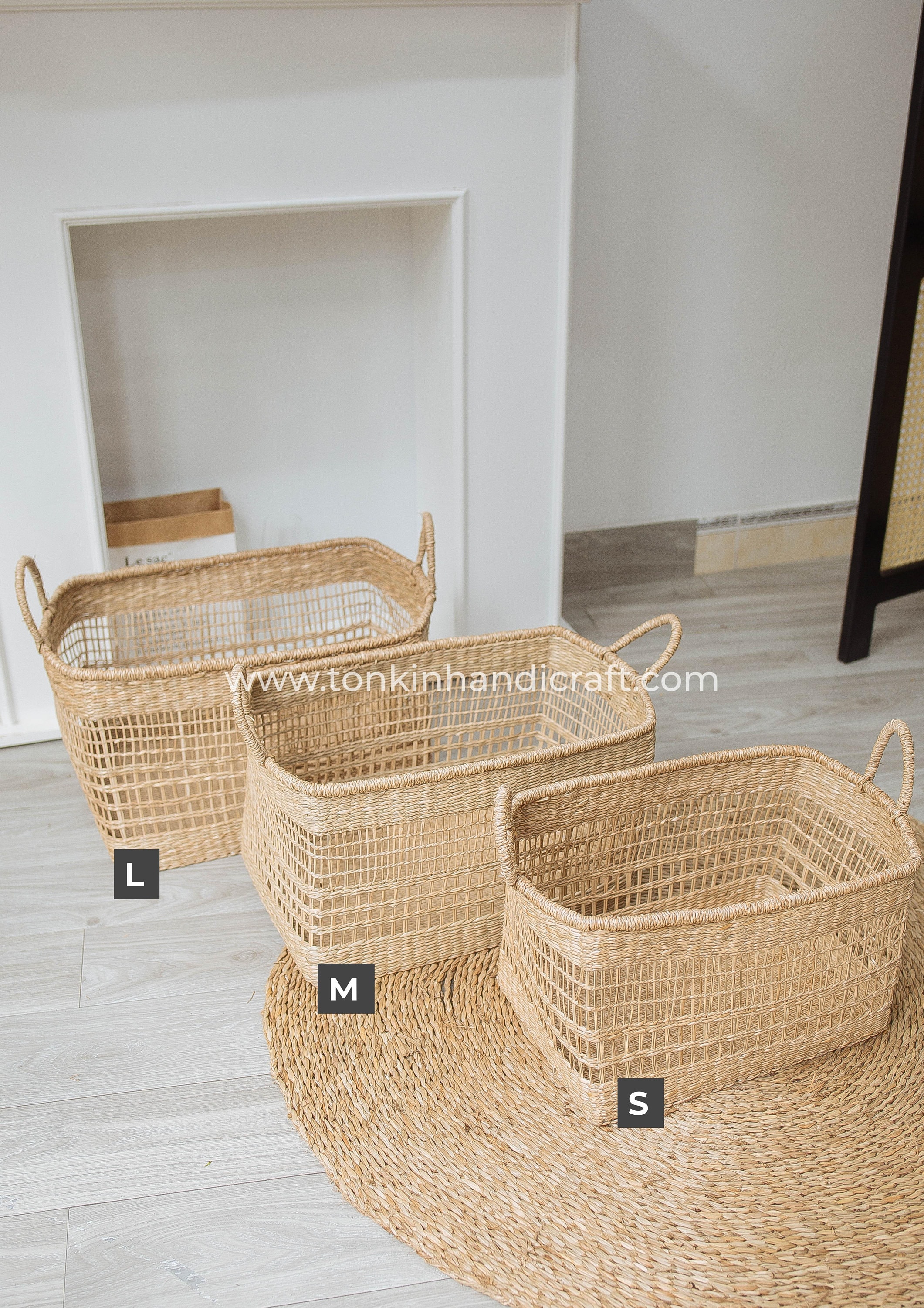 Floppy Rectangular Seagrass Baskets, Natural Weave Basket