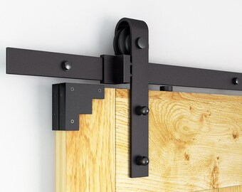 Top Ceiling Mount Black Steel Rustic Modern Sliding Barn Door Etsy