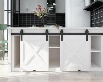 Single Double Mini Barn Door Hardware Kit For Cabinet Tv Stand Etsy