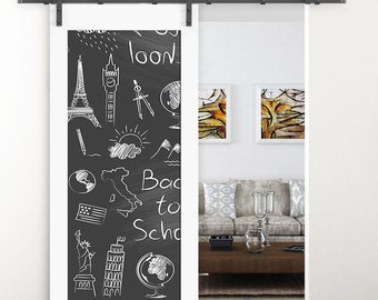 Top Ceiling Mount Black Steel Rustic Modern Sliding Barn Door Etsy