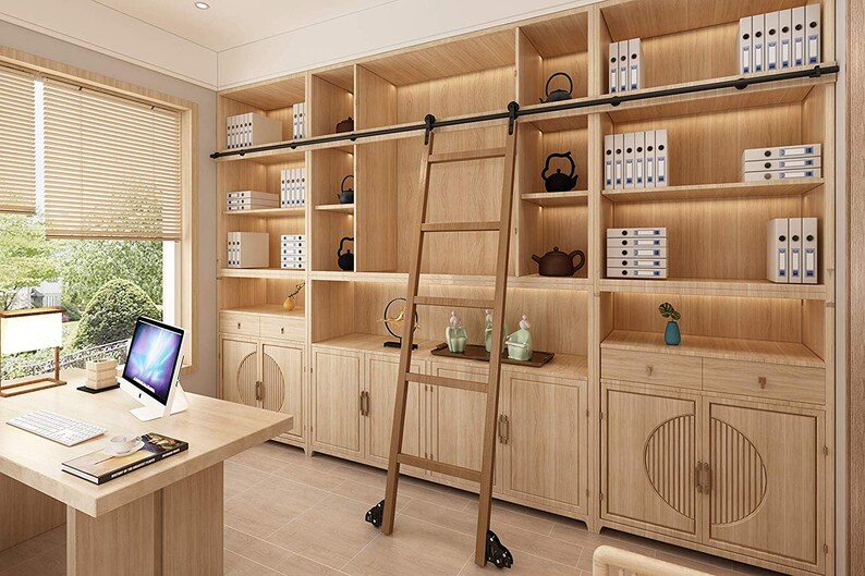 DIYHD Black Steel Rolling Ladder Hardware Sliding Library Etsy