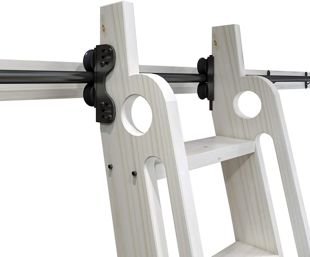DIYHD Stand up Black Rolling Library Hardware,tensible Sliding Rollerno