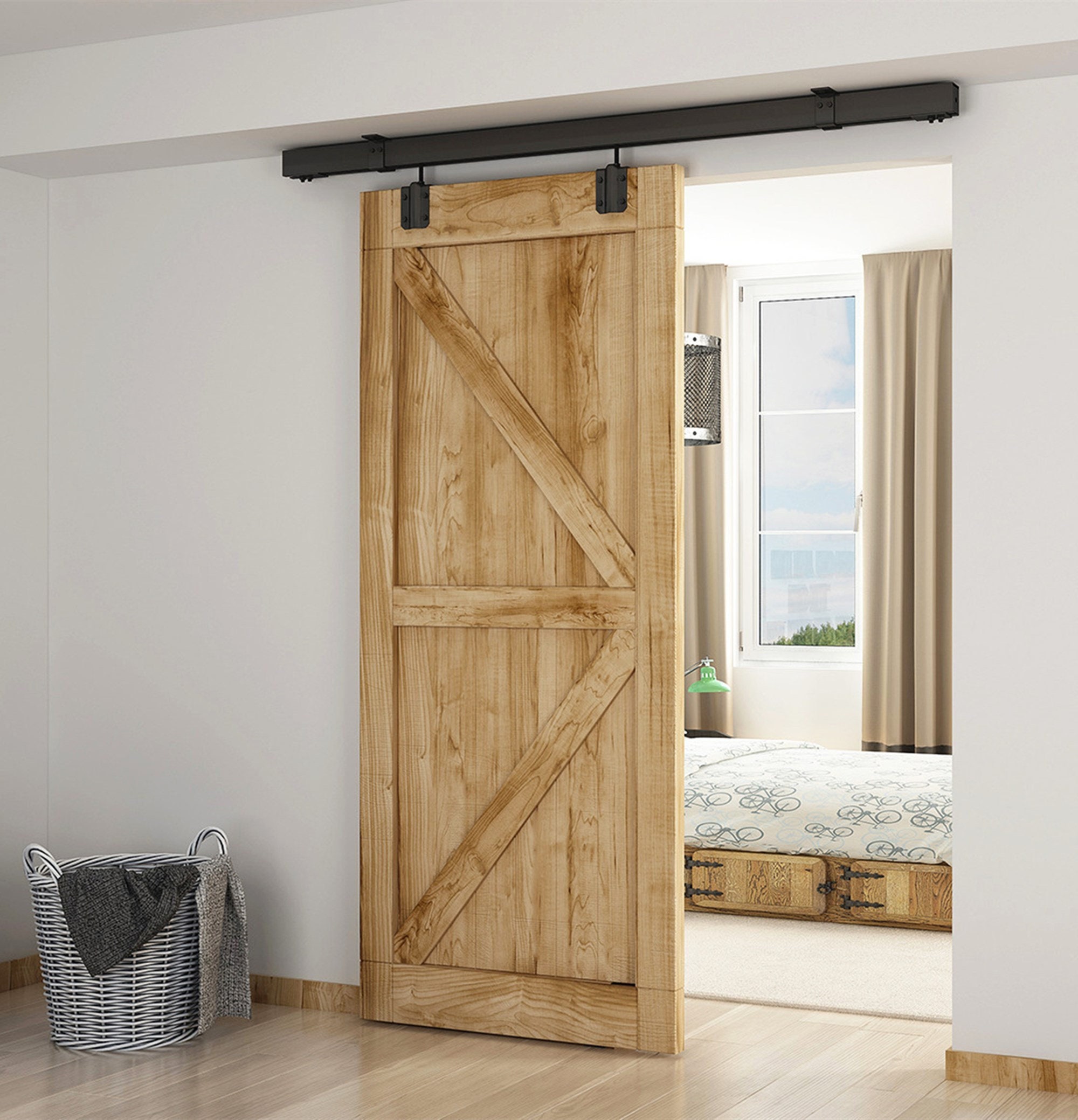 DIYHD Ceiling Mount Black Box Track Sliding Barn Door Hardware Etsy