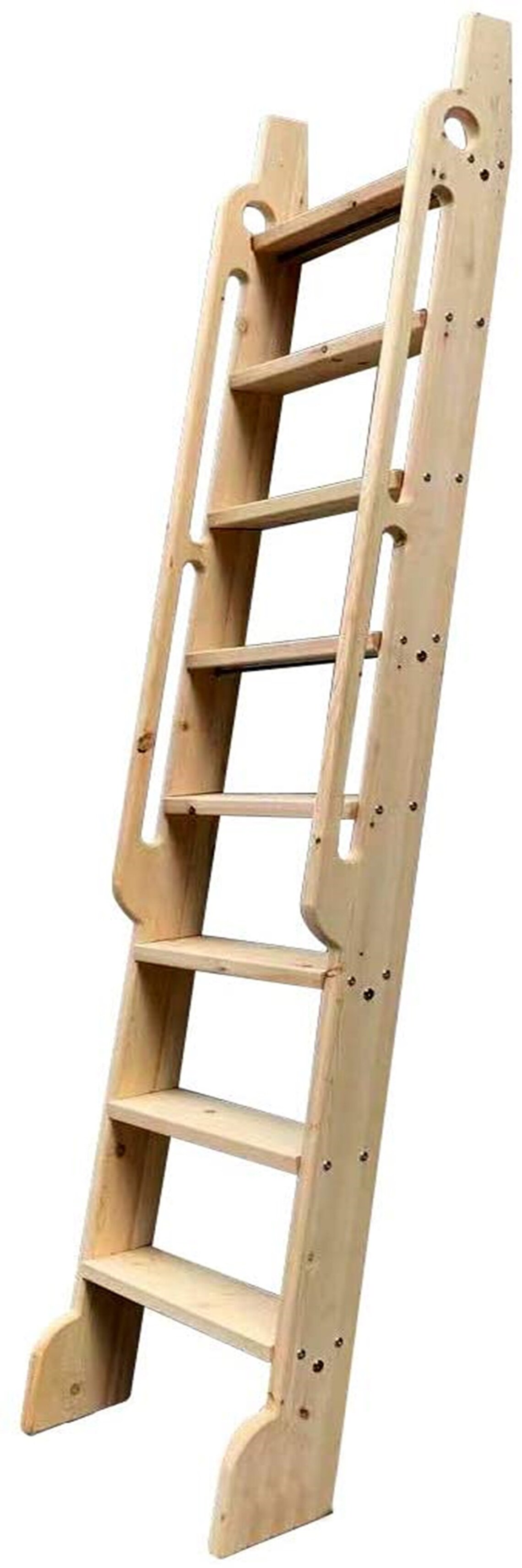DIYHD Unfinished Rolling Library Wooden Step Ladder With Glab Etsy