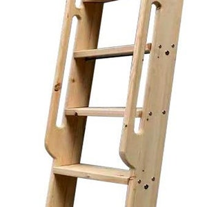 DIYHD Unfinished Rolling Library Wooden Step Ladder with Glab Handle,No Sliding Hardware