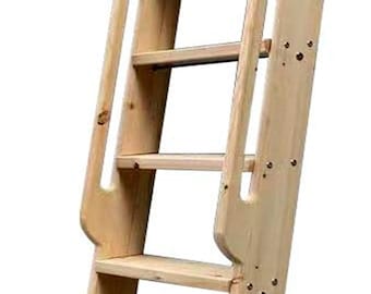 DIYHD Unfinished Rolling Library Wooden Step Ladder with Glab Handle,No Sliding Hardware