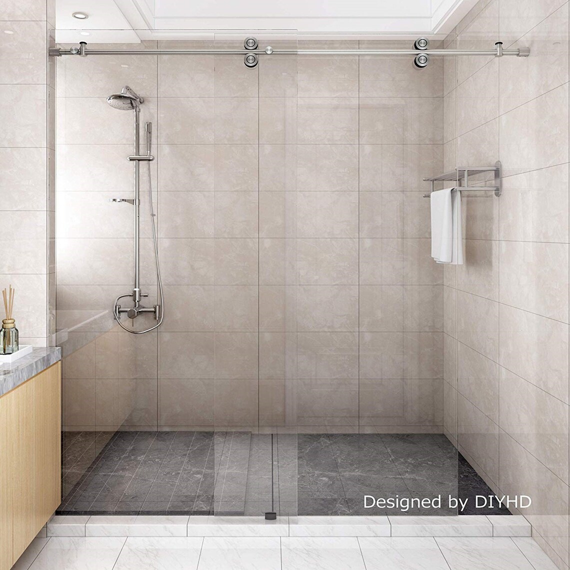 DIYHD Frameless Sliding Glass Shower Door Track Etsy