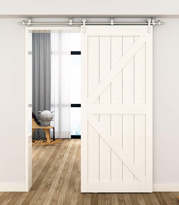Diyhd Ceiling Mount Sliding Barn Door Hardware Stainless Steel Round Tube Barn Door Track Kit