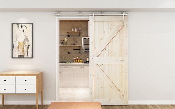 Diyhd Ceiling Mount Sliding Barn Door Hardware Stainless Steel Round Tube Barn Door Track Kit