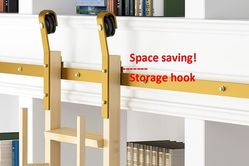 DIYHD Wooden Ladder Rolling Hardware Sliding Library Ladder Etsy