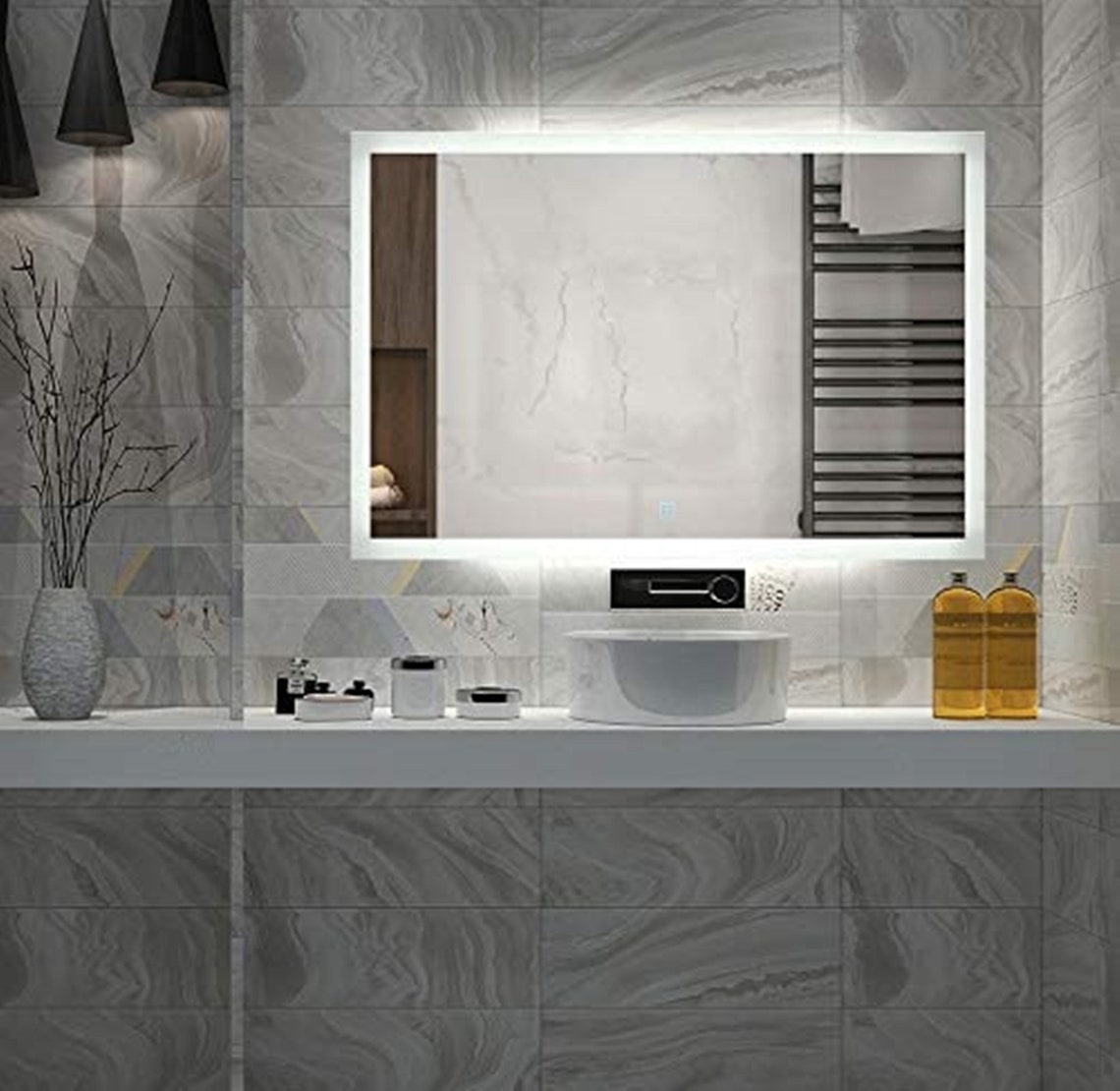 DIYHD Box Diffusers Led Backlit Bathroom Mirror Vanity Square Etsy