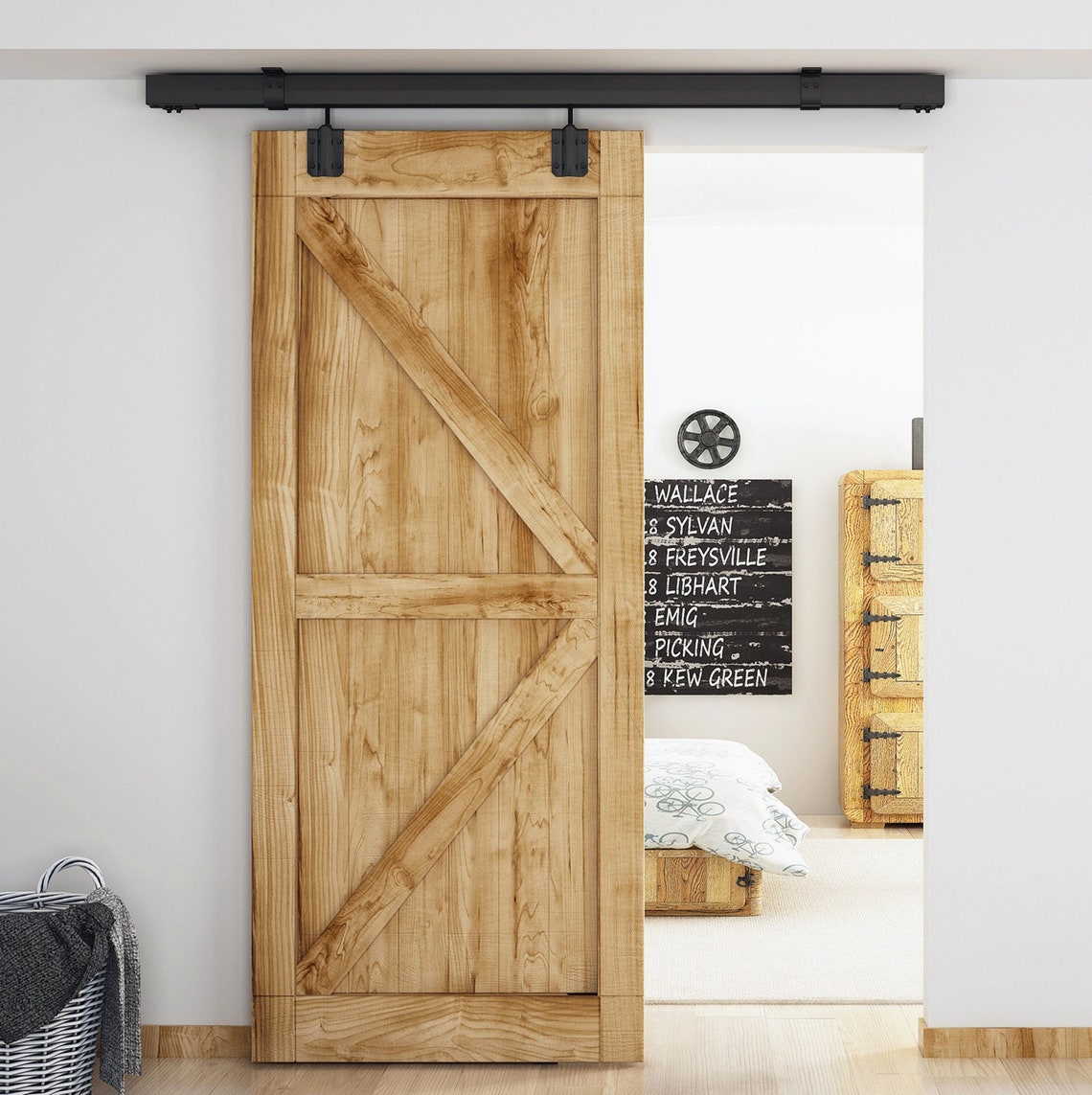 DIYHD Ceiling Mount Black Box Track Sliding Barn Door Hardware Etsy