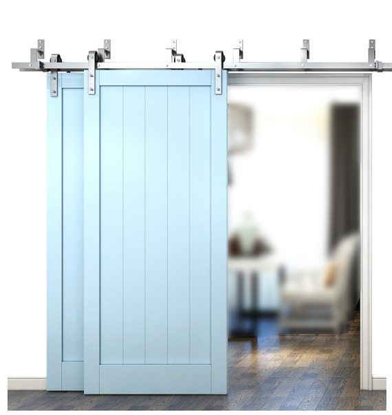 Diyhd Brushed Nickel Steel Bypass Double Sliding Barn Door