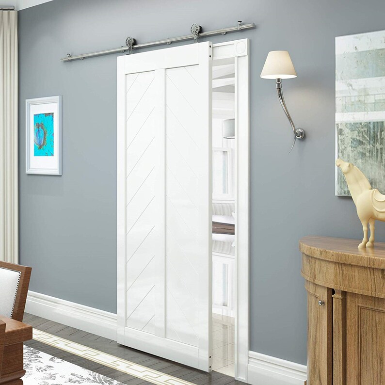 Top Mount Spoke Wheel Sliding Barn Door Hardware Stainless Image 0