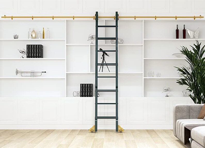 DIYHD Golden Surface Sliding Library Ladder Hardware Rolling Etsy