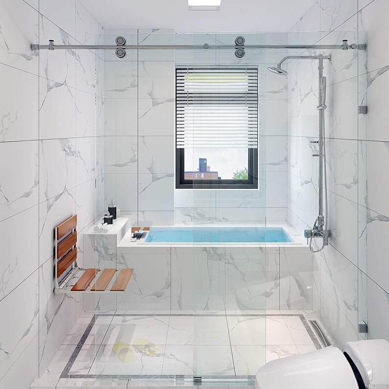 DIYHD Frameless Sliding Glass Shower Door Track Etsy