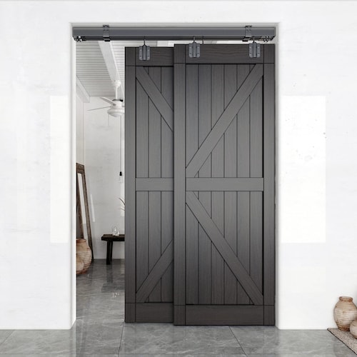 DIYHD Ceiling Mount Black Box Track Sliding Barn Door Hardware Etsy