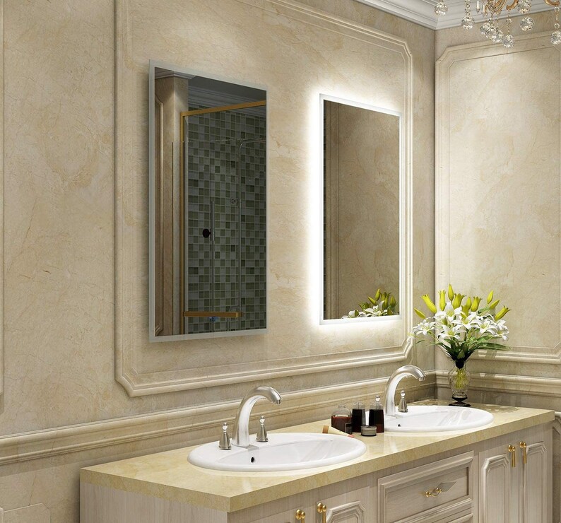 DIYHD Box Diffusers Led Backlit Bathroom Mirror Vanity Square Etsy