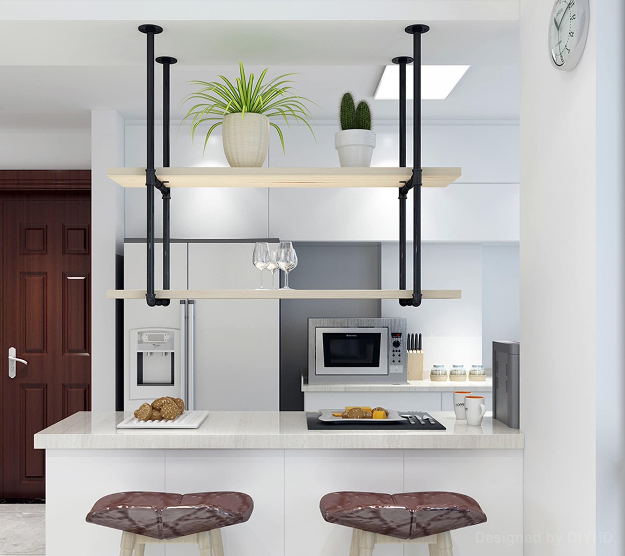 Hanging kitchen shelves sale suspended from ceiling