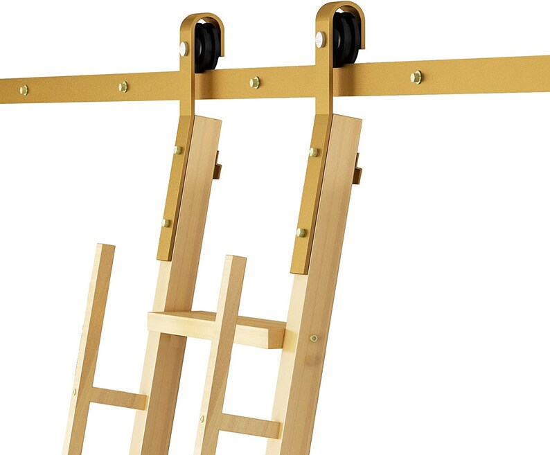 DIYHD Wooden Ladder Rolling Hardware Sliding Library Ladder Etsy