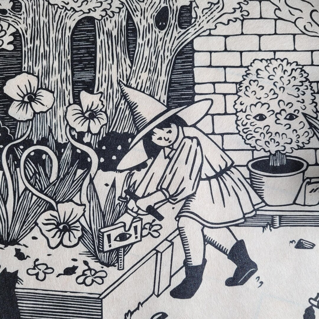 Garden Intruder 11x14 Original Linocut Print Etsy