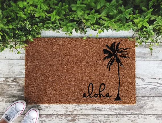 Aloha Doormat Handpainted Door Mat Quote Unique Cute Home Etsy