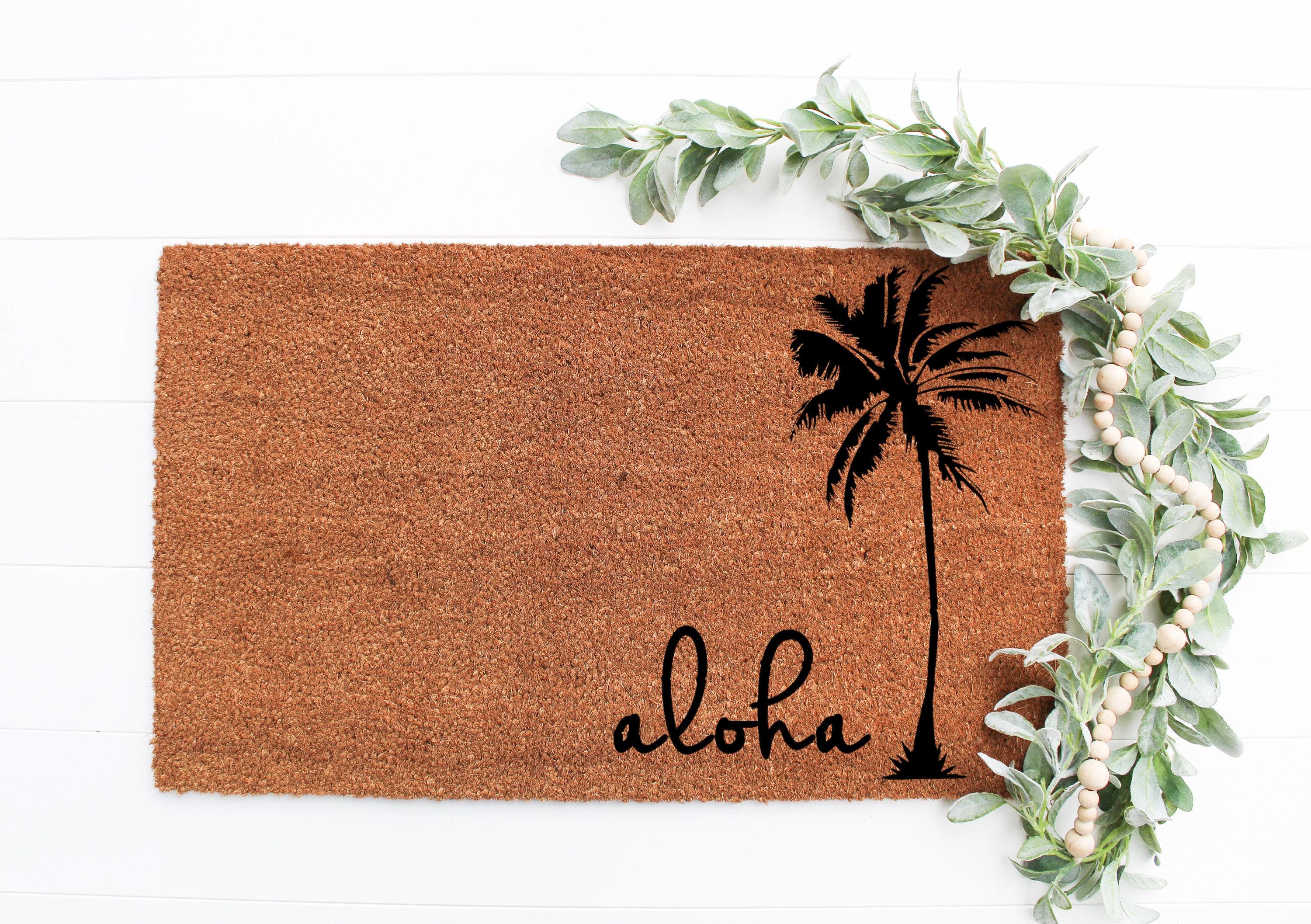 Aloha Doormat Palm Tree Door Mat Unique Gift Cute Home Etsy