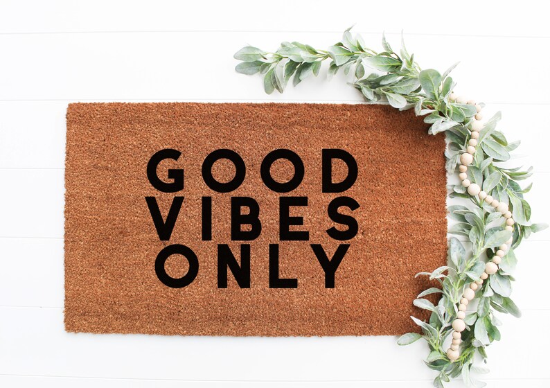 Good Vibes Only Doormat Handpainted Lovely Door Mat Quote Etsy