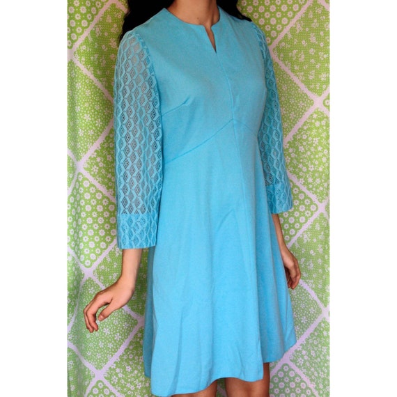 1970s vintage aqua blue dress - image 1