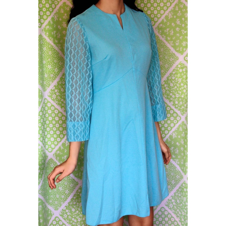 1970s vintage aqua blue dress image 1